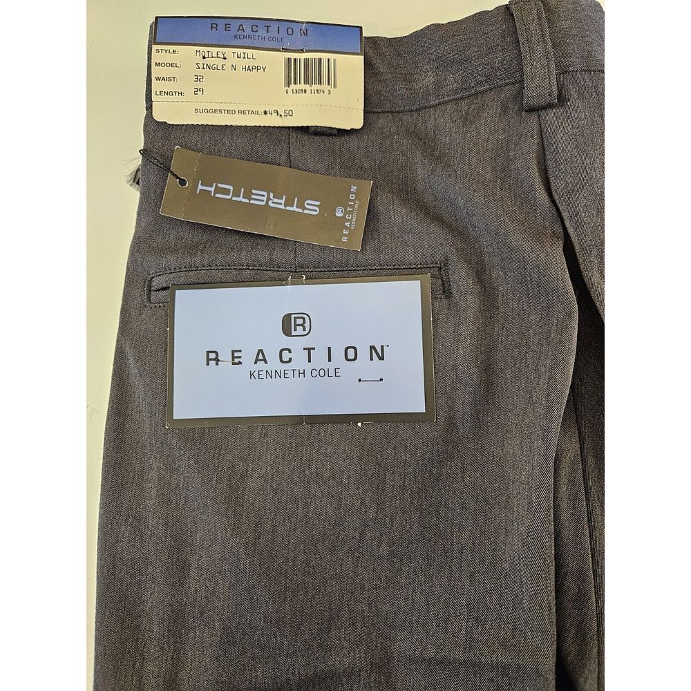 Kenneth Cole Reaction Dress Pants Men's 32x29 Stretch Gray Motley Twill NEW